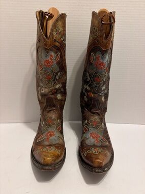 Old Gringo Brown Leather Embroidered Floral Cowboy Boots